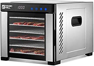 Magic Mill Commercial Food Dehydrator Machine | 7 Stainless Steel Trays | Adjustable Timer, Temperature Control | Dryer for Jerky, Herb, Beef, Fruit