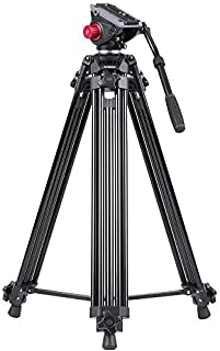 Andoer Professional Video Tripod System-67 Inch Professional Heavy Duty Aluminum Tripod with Detachable Fluid Drag Pan Tilt Head and Quick Release Plate Max Load 10kg/22lbs for Video Camcorder