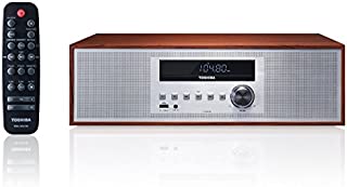 Toshiba TY-CWU700 Vintage Style Retro Look Micro Component Wireless Bluetooth Audio Streaming & CD Player Wood Speaker System + Remote, USB Port for MP3 Playback, FM Stereo Digital Tuner, AUX Input