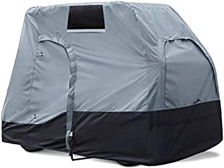 Explore Land Weatherproof 2/4 Passengers Golf Cart Cover Universal Fits EZGO Club Car Yamaha - All Season Golf Cart Enclosure with Driver Side Door and Back Side Zipper Window