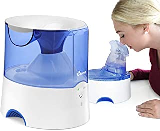 Crane 2 in 1 Personal Steam Inhaler & Warm Mist Humidifier, 0.5 Gallon, Filter Free, Whisper Quite, Germ Free Mist, for Home Bedroom and Office, FSA Elidable, Blue & White