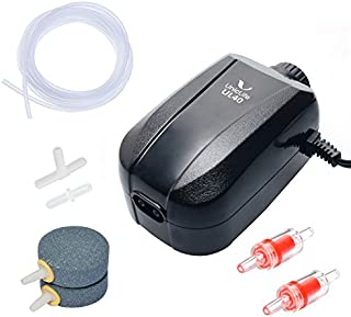 Uniclife Aquarium Air Pump 4 Watt 4-LPM 2 Outlets with Accessories, Adjustable Oxygen Pump for 20-100 Gallon Fish Tank