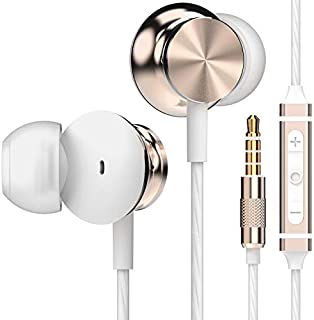 Betron BS10 Earbuds with Microphone and Volume Control in Ear Ergonomic Noise Isolating Headphones Powerful Bass Sound Gold