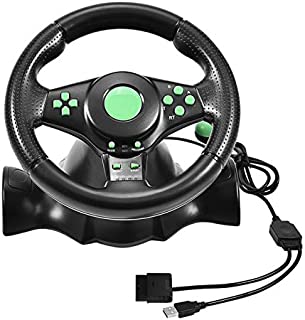 Taidda Gaming Wheel Controller, Gaming Vibration Racing Steering Wheel Pedals PC Racing Wheel for X Box 360/ PS2/ PS3/ PC USB