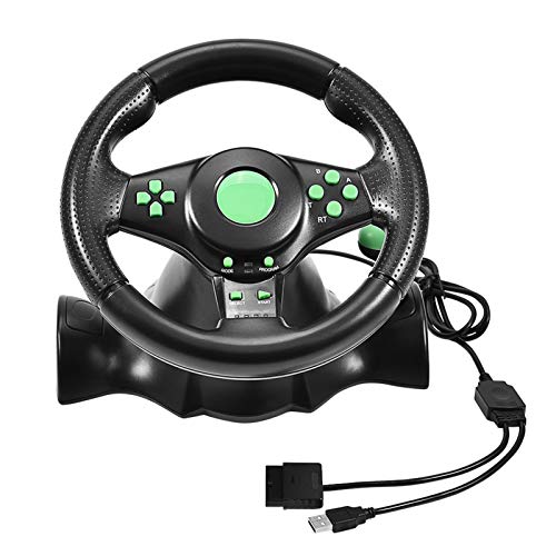 Taidda Gaming Wheel Controller, Gaming Vibration Racing Steering Wheel Pedals PC Racing Wheel for X Box 360/ PS2/ PS3/ PC USB