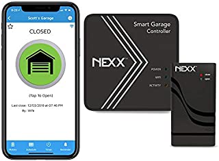 Nexx Smart Wi-Fi Controller NXG-200 - Remotely Control Existing Garage Door Opener with Nexx App, Works with Amazon Alexa, Google Assistant, Siri, SmartThings, No Hub Required, Black