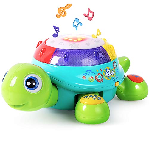 Musical Turtle Toy, English & Spanish Learning, Electronic Toys W/ Lights and Sounds, Early Educational Development Gift 6 7 8 9 10 11 12 Months, 1, 2 Year Olds Baby Infants Toddlers Boys Girls-Yellow