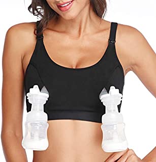 Lupantte Hands Free Pumping Bra, Breast Pump Bra, Adjustable Breastfeeding Nursing Bra for Holding Breast Pumps Like Spectra, Lansinoh, Philips Avent, Ameda, Bellababy,etc. (Large Black