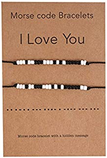 Dcfywl731 Morse Code Bracelet Pinky Promise Couples Bracelets for Boyfriend Girlfriend Gifts Long Distance Relationships Matching Bracelets for Him and Her