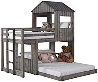 DONCO Twin over Full Campsite Loft BUNKBED Rustic Dirty Grey