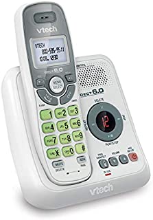 VTech CS6124 DECT 6.0 Cordless Phone with Answering System and Caller ID/Call Waiting, White with 1 Handset