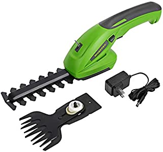 WORKPRO 7.2V 2-in-1 Cordless Grass Shear + Shrubbery Trimmer - Handheld Hedge Trimmer, Rechargeable Lithium-Ion Battery and Charger Included