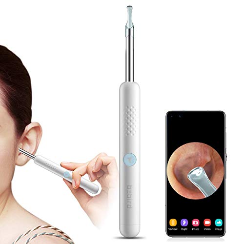 Bebird R1 Ear Cleaning Camera Otoscope, WiFi 3MP HD Smart Ear Cleaner with Camera Kit with 6LED Lights Work with iPhone & Android Safe Home Ear-Wax Removal Tool Endoscope for Kid Adult & Pet(White)