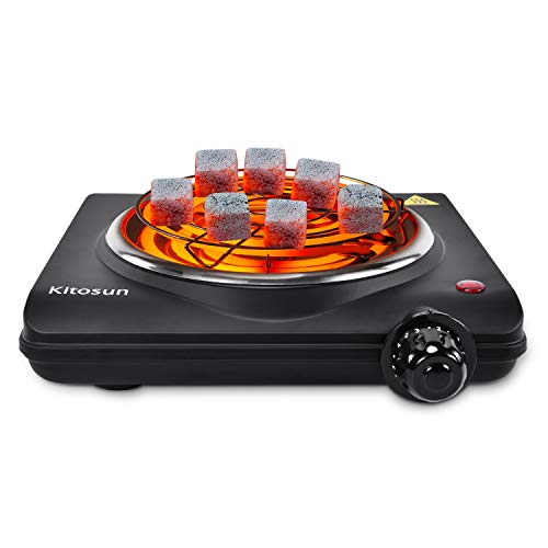 Electric Coals Burner  Portable Charcoal Burner Single Hot Plate Coiled Heating Plate 1000W Charcoal Starter with Smart Heat Control & Stainless Steel Fast Heating for Camping Cooktop Countertop