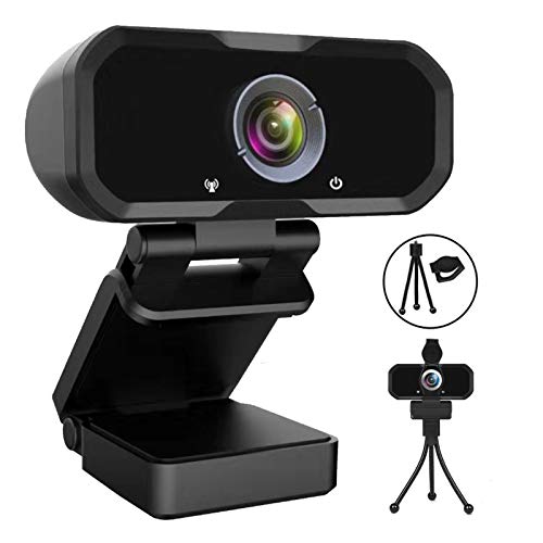 Webcam 1080p HD Computer Camera - Microphone Laptop USB PC Webcam with Privacy Shutter and Tripod Stand, 110 Degree Live Streaming Widescreen Recording Pro Video Web Camera for Calling, Conferencing