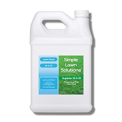 Superior Nitrogen & Potash 15-0-15 NPK- Lawn Food Quality Liquid Fertilizer - Concentrated Spray- Any Grass Type- Simple Lawn Solutions Green, Grow, Health & Strength- Phosphorus-Free (1 Gallon)