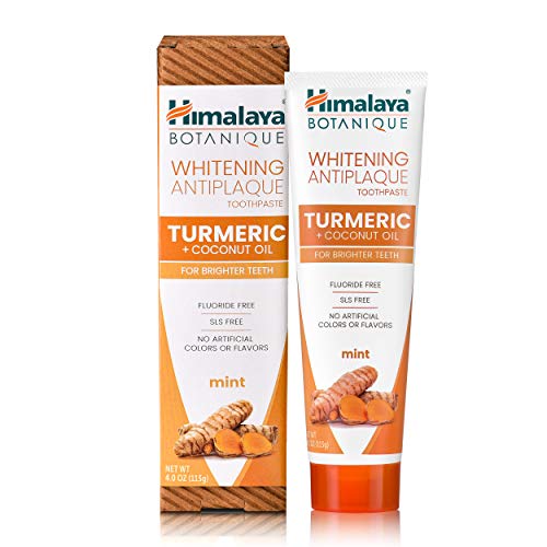 Himalaya Whitening Antiplaque Toothpaste with Turmeric + Coconut Oil for Brighter Teeth, 4 oz