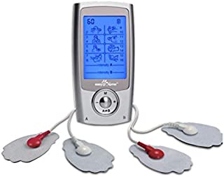 Easy@Home Rechargeable TENS Unit + EMS Muscle Stimulator, 2 Independent Channels, 20 Intensity Levels, 8 Massage Types+16 Modes, 510K Cleared FSA Eligible Handheld Electronic Pulse Massager, EHE029G-B