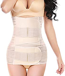 lifecolor 3 in 1 Postpartum Belly Wrap, Belly Girdle Support Recovery Waist Pelvis Belt Body Shaper Postnatal Shapewear, Nude