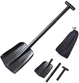 Retractable Snow Shovel, Portable Folding Shovel, Aluminum Alloy Car Shovel, Suitable for Cars, Camping, Gardens and Other Outdoor Activities (Black #2)
