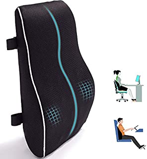 Lumbar Support Pillow for Office Chair Car Memory Foam Back Cushion for Back Pain Relief Improve Posture Large Back Pillow for Computer, Gaming Chair, Recliner with Mesh Cover Double Adjustable Straps