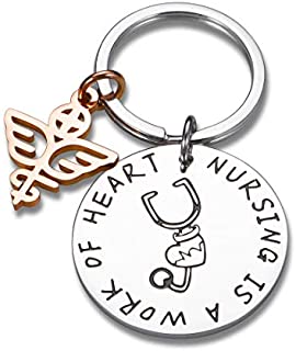 Nurses Day Gifts for Women Nursing is a Work of Heart Keychain for Nurse School Students Graduation LPN RN Thank You Present Best Friend Birthday Gift for Teacher Appreciation Men Male