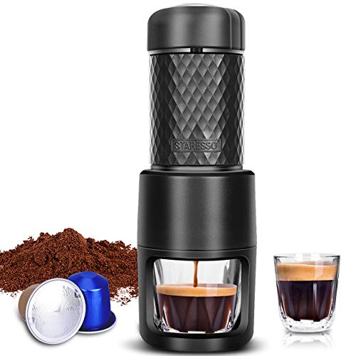 STARESSO Portable Espresso Machine - Manual Espresso with Rich & Thick Crema, Mini Coffee Maker Using Ground Coffee & Nespresso Pods, Handy Espresso Maker for Travel Camping Office Home Use