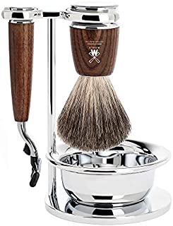 MÜHLE RYTMO Steamed Ash 4-piece Pure Badger 3-Blade Razor Shaving Set