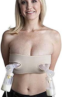 Pump Strap Handsfree Strapless Pumping Bra for Breastfeeding Women, Easy Size-Adjustable Pumping Bra (Beige)