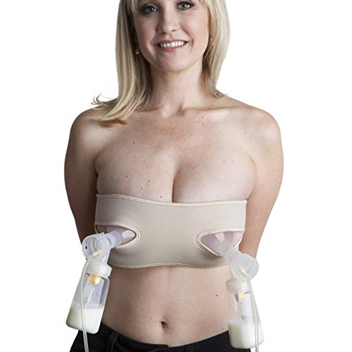 Pump Strap Handsfree Strapless Pumping Bra for Breastfeeding Women, Easy Size-Adjustable Pumping Bra (Beige)