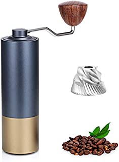 Bescoff Manual Coffee Grinder, Portable Hand Bean Grinder, Built-in Adjustable Coarseness Selector, Stainless Steel Conical Burr Mill, Aluminum Alloy Chambers, for French Press, Drip Coffee, Pour Over, Aeropress, Espresso, Turkish, 35G Ground Capability