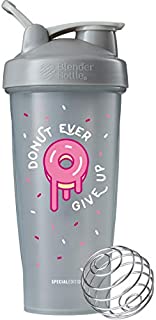 BlenderBottle Just for Fun Classic Shaker Bottle Perfect for Protein Shakes and Pre Workout, Valentines Gifts, 28-Ounce, Donut Ever Give Up