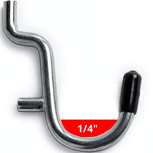 Extra Thick 1/4'' Metal J Hooks for Pegboard 60 Pcs | 1/4'' pegboard Accessories | Peg Board attachments That Don't Fall Out of The Board