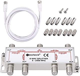 Neoteck 6-Way Coax Cable Splitter MoCA 5-2500MHz, Coaxial Splitter