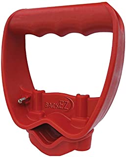 BackEZ Back-Saving Tool Handle Attachment, Labor-Saving Ergonomic Shovel or Rake Handle, Add-on Universal Fitting Grip, Quick Installation, RED