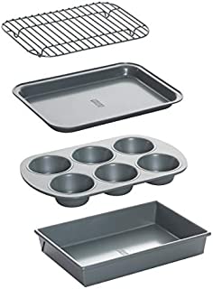 Chicago Metallic Non-Stick Toaster Oven Bakeware Set, 4-Piece, Carbon Steel