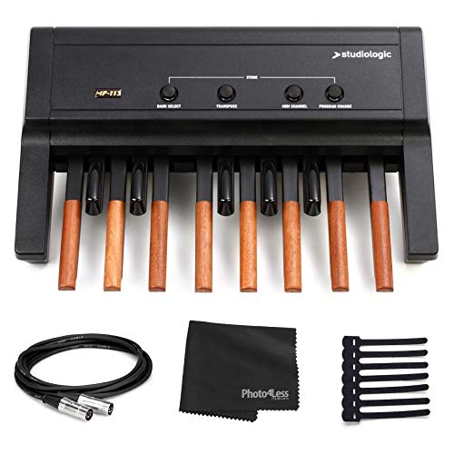 Studiologic Dynamic MIDI Base Pedal Board for MIDI Keyboards + Hosa Serviceable 5-pin DIN to Serviceable 5-pin DIN Cable + Rip Tie Wrap Hook-&-Loop Cable + Photo4less Black Cloth (13-Note)