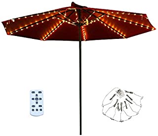 Patio LED Umbrella String Lights, 8 Lighting Mode with Remote Control Umbrella Lights Battery Operated Waterproof Outdoor Lighting for Patio Umbrellas Outdoor Use Camping Tents (A Warm White)