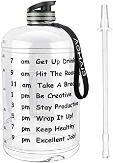 Aomais Gallon Water Bottle with Motivational Time Marker, Large 128 oz, Leak-Proof, Wide Mouth, BPA Free Water Bottles for Sports Gym Fitness Work(1 Gallon, Transparent)