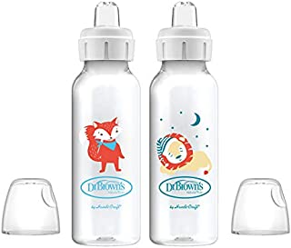 Dr. Brown's Options+ Sippy Spout Baby Bottles, Fox & Lion, 8 Ounce, 2 Count