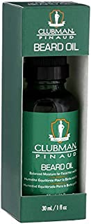 Clubman Pinaud Beard Oil, Balanced Moisture for Facial Hair and Skin, 1 oz