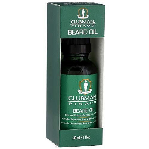 Clubman Pinaud Beard Oil, Balanced Moisture for Facial Hair and Skin, 1 oz