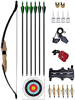 Vogbel Archery Takedown Recurve Bow and Arrow Set 30lb 40lb Right Hand Longbow Kit for Adult Youth Junior Beginner Outdoor Hunting Shooting Training Practice(Wood,30lb)