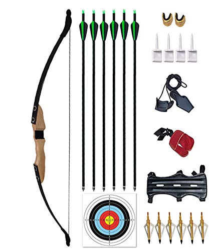 Vogbel Archery Takedown Recurve Bow and Arrow Set 30lb 40lb Right Hand Longbow Kit for Adult Youth Junior Beginner Outdoor Hunting Shooting Training Practice(Wood,30lb)