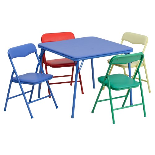 Flash Furniture Kids Colorful 5 Piece Folding Table and Chair Set