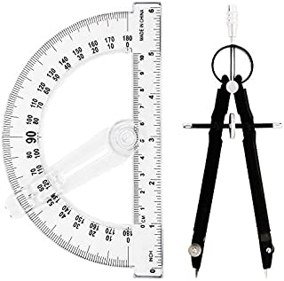 PenVinoo Geometry School Set,with Quality Compass, Protractor,Drawing Compass Math Geometry Tools (Black)