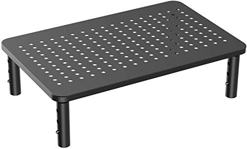 Monitor Stand Riser - 3 Height Adjustable Monitor Stand for Laptop, Computer, iMac, PC, Printer, Desktop Ergonomic Metal Monitor Riser Stand with Mesh Platform for Airflow by HUANUO