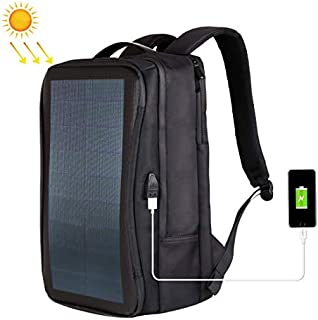 Solar Panel 12W Power Backpack Laptop Bag with Handle and USB Charging Port(Black)