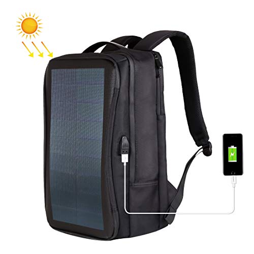 Solar Panel 12W Power Backpack Laptop Bag with Handle and USB Charging Port(Black)