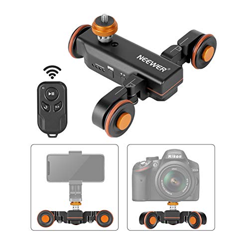 Neewer 3-Wheels Wirelesss Camera Video Auto DollyMotorized Electric Track Rail Slider Dolly Car with Remote Control3 Speed Adjustable for DSLR Camera Camcorder Gopro iPhone and Samsung Phones